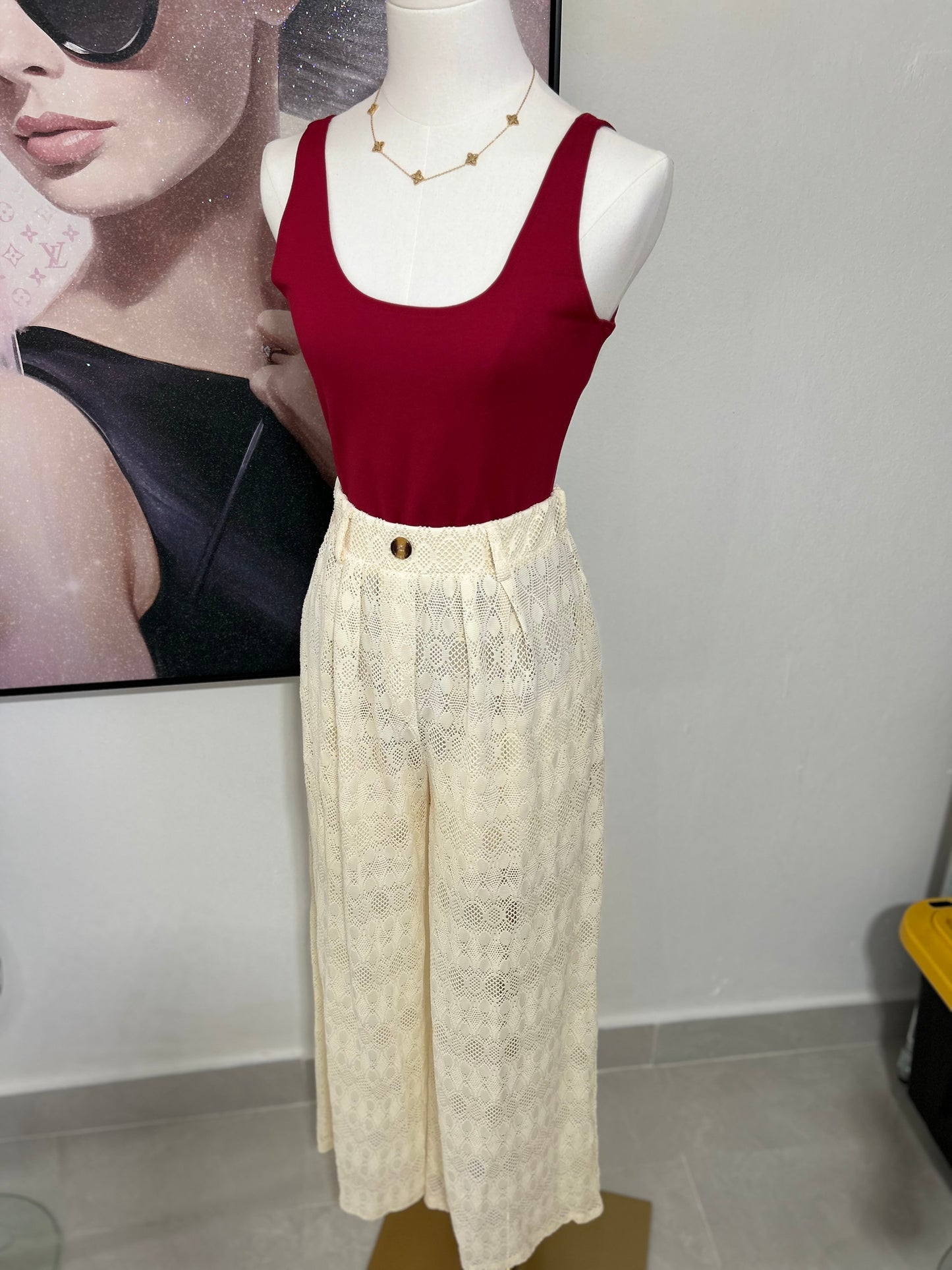 Beige Wide Leg Pant