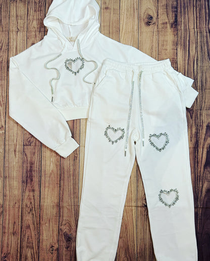 White Travel Set Heart Desing