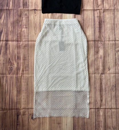 White Skirt with Net and Silver Details