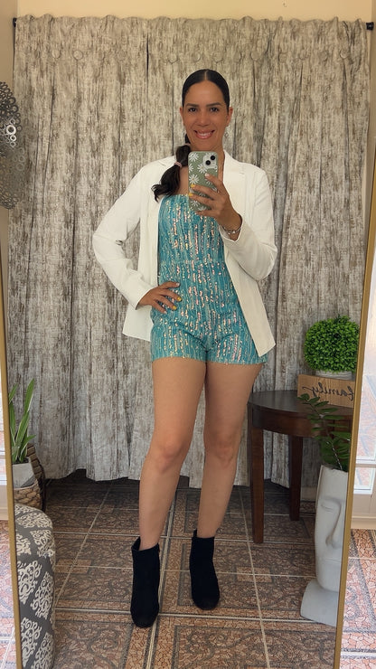 Sequin Turquoise Romper