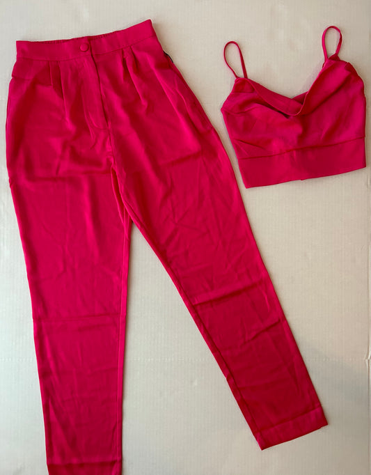 Fuchsia Crop Top & Pant Set