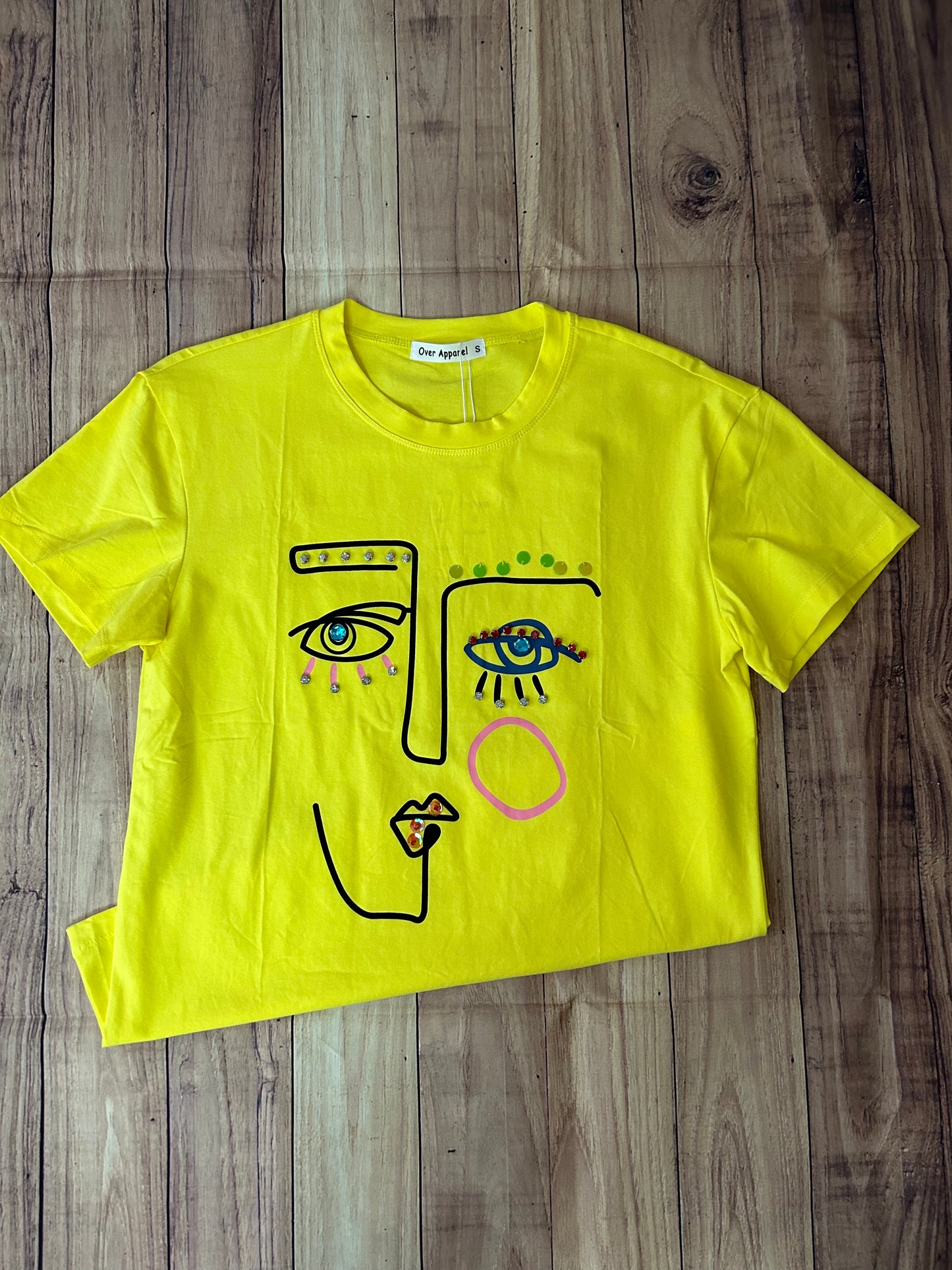 Face Desing Yellow T-Shirt