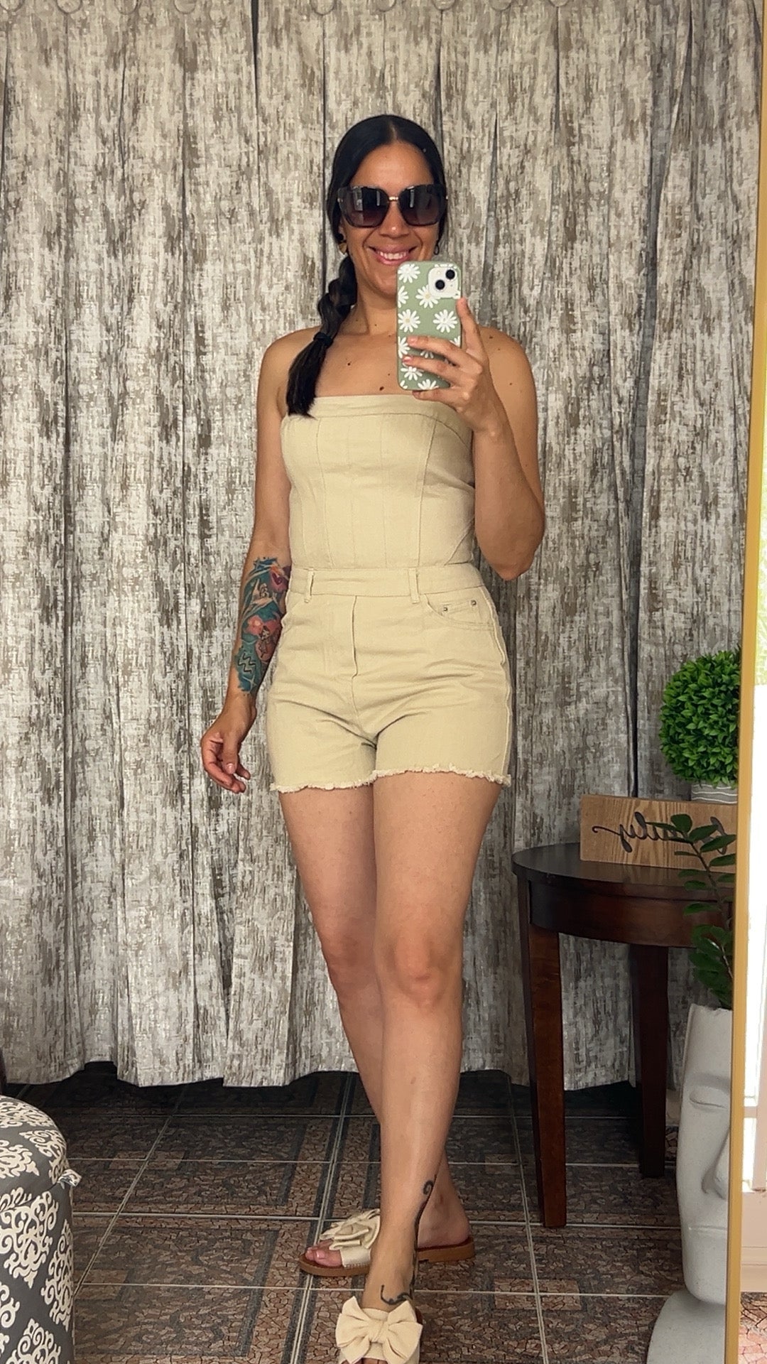 Strapless Taupe Romper