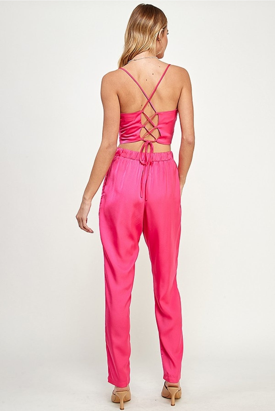 Fuchsia Crop Top & Pant Set