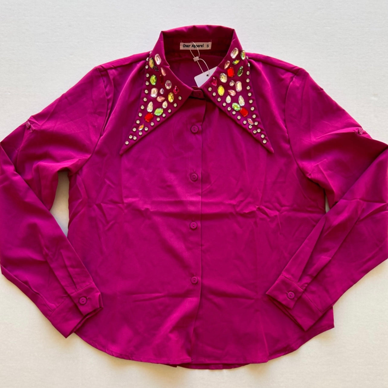 Colored Stone Shirt on the Collar