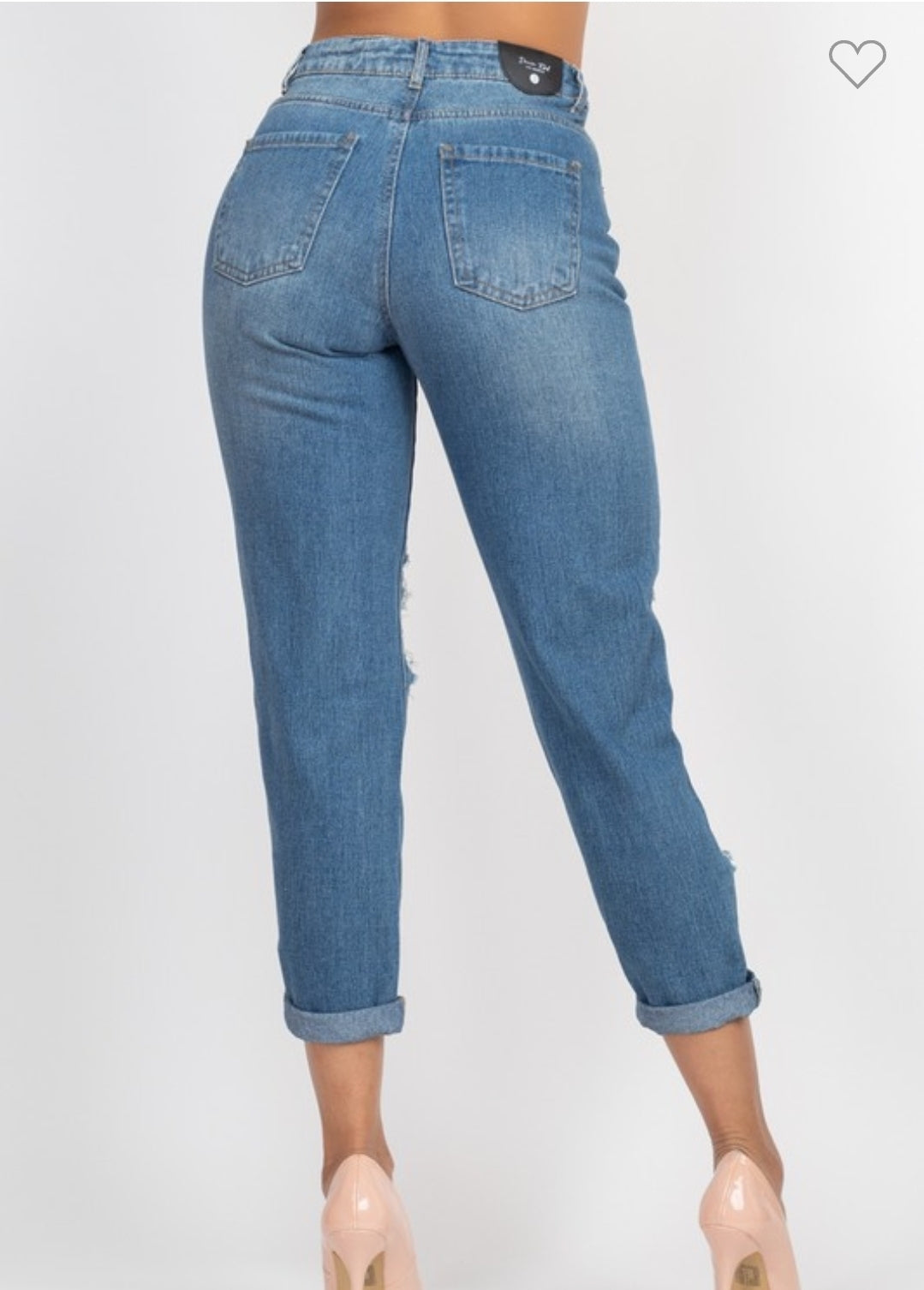 Destroying Rolled Hem Boyfriend Jeans