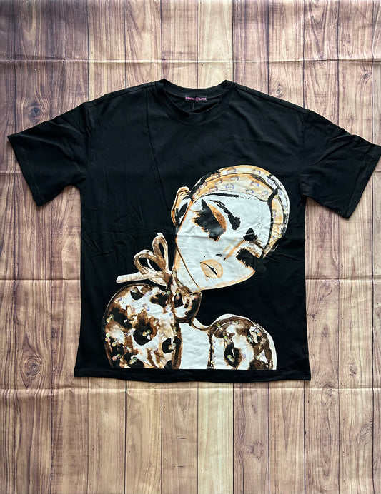 Black T-Shirt Girl Print