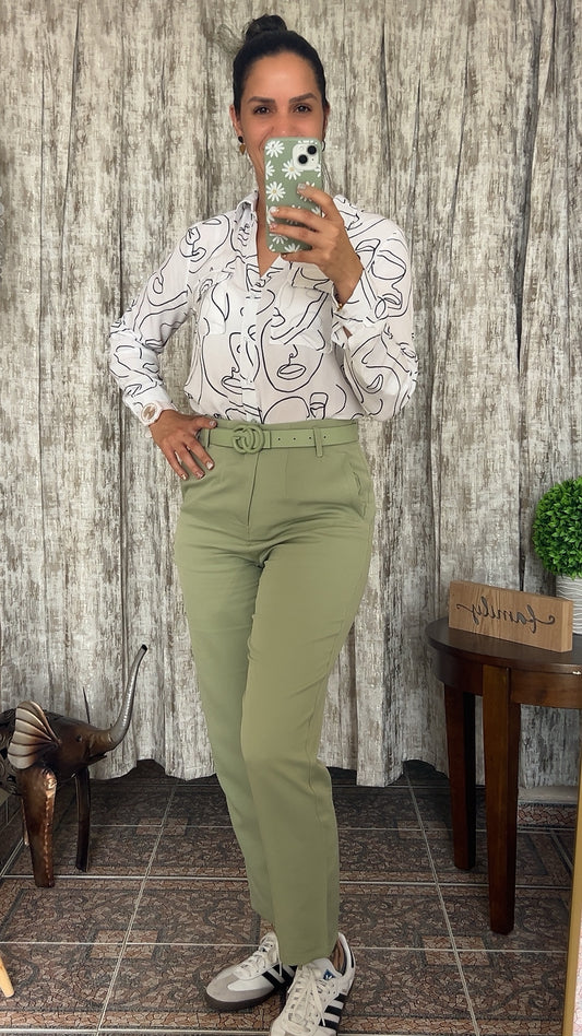 Green Pant with Belt