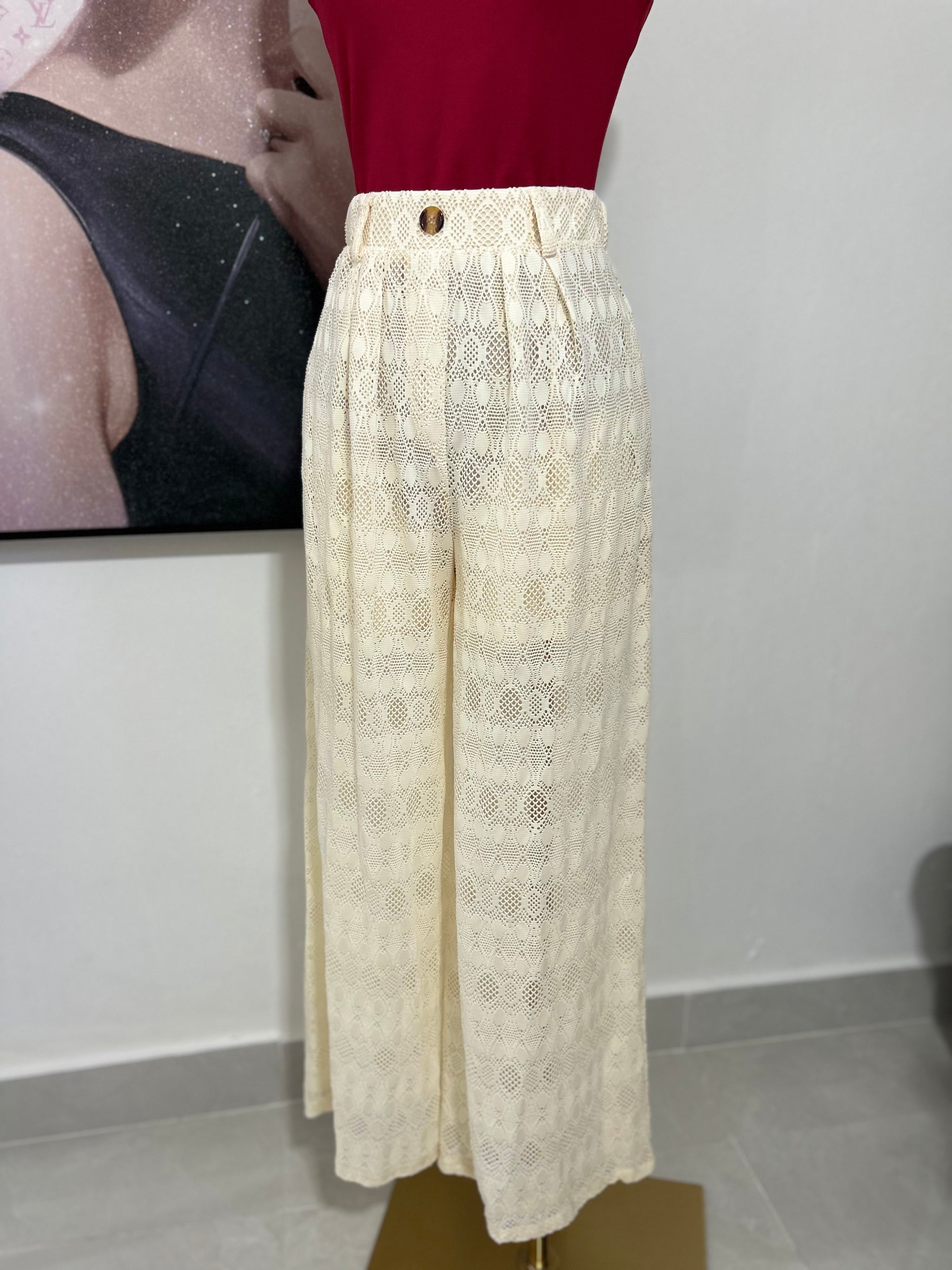 Beige Wide Leg Pant